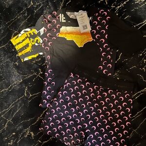 Marine Serre Black Jumpsuit with Pink Crescent Design